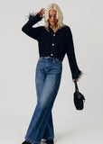 SKIES ARE BLUE:  CARDIGAN/RHINE BUTTONS/FEATHERS