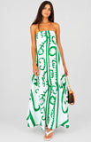 ROSA:  GRAPHIC BOHO PRINT STRAPLESS DRESS