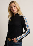 LISA TODD:  HALF ZIP STRIPE SLV SWEATER