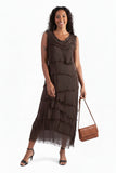 GIGI MODA:  SLEEVELESS LONG RUFFLE DRESS