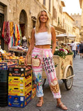 LOOWIE:  BEACH POSTCARD PRINT PANTS