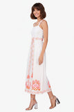 AMERICA & BEYOND:  EMBROIDER SQ NECK MAXI DRESS