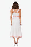 AMERICA & BEYOND:  EMBROIDER SQ NECK MAXI DRESS