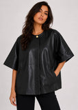 NANCY YANG:  FAUX LEATHER S/S JACKET