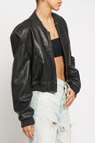 SANS SOUCI:  WASHED FAUX LEATHER BOMBER JACKET