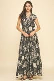 PINCH:  PRINT TIERED DRAWSTRING MAXI DRESS