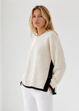 ROWE:  CLOVER CABLE COLOR BLOCK SIDE BUTTON SWTR