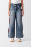 SKIES ARE BLUE:  DRAWSTRING WIDE LEG FAUX SUEDE JEAN