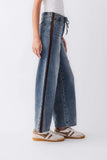 SKIES ARE BLUE:  DRAWSTRING WIDE LEG FAUX SUEDE JEAN