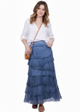 GIGI MODA:  SILK MAXI RUFFLE SKIRT