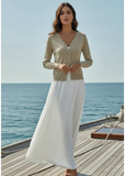 LOVESOFT:  SCALLOP EDGE V NECK CARDIGAN