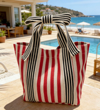 MKS AMERICA:  MINI STRIPE BOW HANDLE BAG