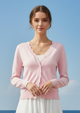 LOVESOFT:  SCALLOP EDGE V NECK CARDIGAN