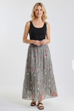 TEES BY TINA:  SABLE GARDEN SILK EMBROIDER SKIRT