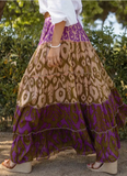 EMBERLOOM:  PRINTED OMBRE TIERED MAXI SKIRT