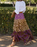 EMBERLOOM:  PRINTED OMBRE TIERED MAXI SKIRT