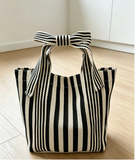 MKS AMERICA:  MINI STRIPE BOW HANDLE BAG