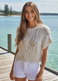 BY TOGETHER:  S/S ROUND NECK CABLE SWTR