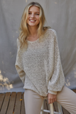 BY TOGETHER:  L/S OPEN NECK LOOSE KNIT SWTR