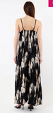 TEES BY TINA:  SELENA ABSTRACT JUMPSUIT/SATIN TRIM