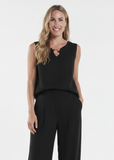 TEES BY TINA:  CORA RING DETAIL LINEN TANK