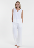 TEES BY TINA:  CORA RING DETAIL LINEN TANK