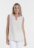 TEES BY TINA:  CORA RING DETAIL LINEN TANK