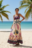 ROSA:  TROPICAL TOTEM STRAPPY FLARE DRESS
