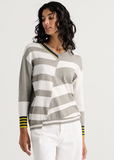 ZAKET & PLOVER:  CRAZY STRIPE V NECK SWTR