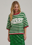 BON:  S/S MERRY SHERPA LETTER STRIPE SWTR