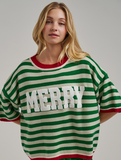 BON:  S/S MERRY SHERPA LETTER STRIPE SWTR