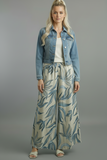TEMPO PARIS:  PALM PRINT PALAZZO PANT
