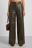 NANCY YANG:  FAUX LEATHER WIDE LEG PANT