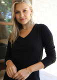ERIN GRAY:  L/S JEANS V NECK TEE