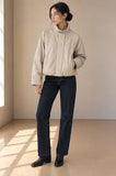 SKIES ARE BLUE:  FAUX LEATHER BOMBER JACKET