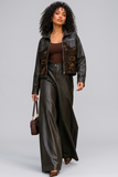 NANCY YANG:  FAUX LEATHER WIDE LEG PANT