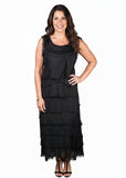 TEES BY TINA:  ALEENA SILK MAXI RUFFLE DRESS